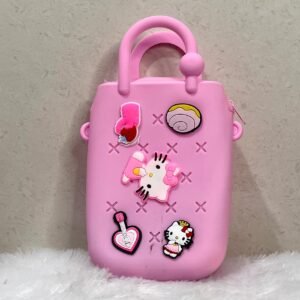 Silicon rectangle sling bag woth charm