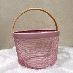 Round wooden handle basket