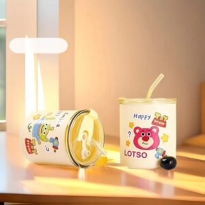 Yellow glass cartoon sipper