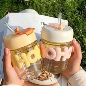 Glass mug girl- pearl handle