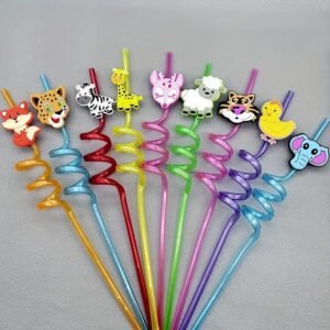 Plastic round cartoon straws