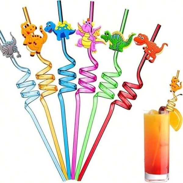 Plastic round cartoon straws - Image 2
